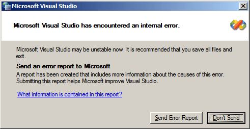 [Visual Studio debugger crash]